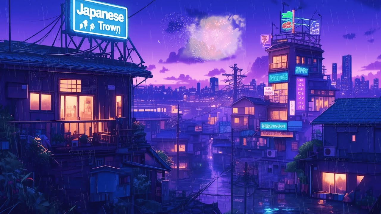 🌙 Late Night Study Music | 🎧 Lofi Hip Hop for Focus, Sleep & Calm | Rain Stream | The Japanese Town