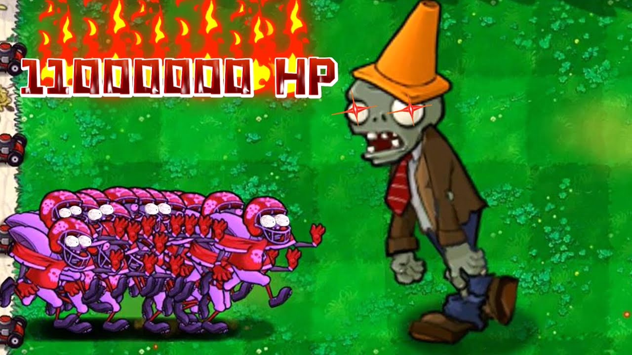 11 million health point tiny conehead zombie,Which combination can defeat him? - Pvz hack
