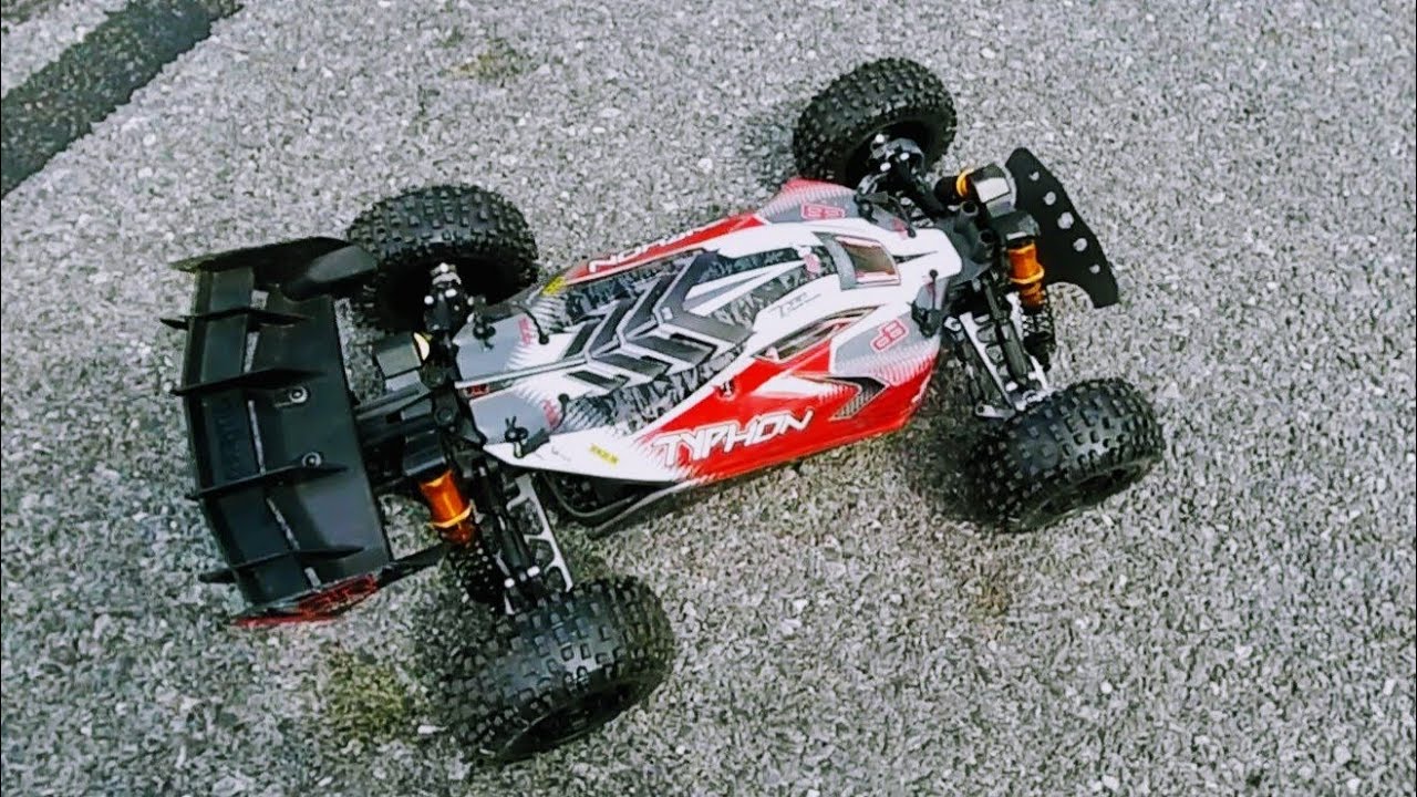 Arrma Typhon 3S BLX running 4S. She's a Rocket on wheels. What a FUN Buggy.