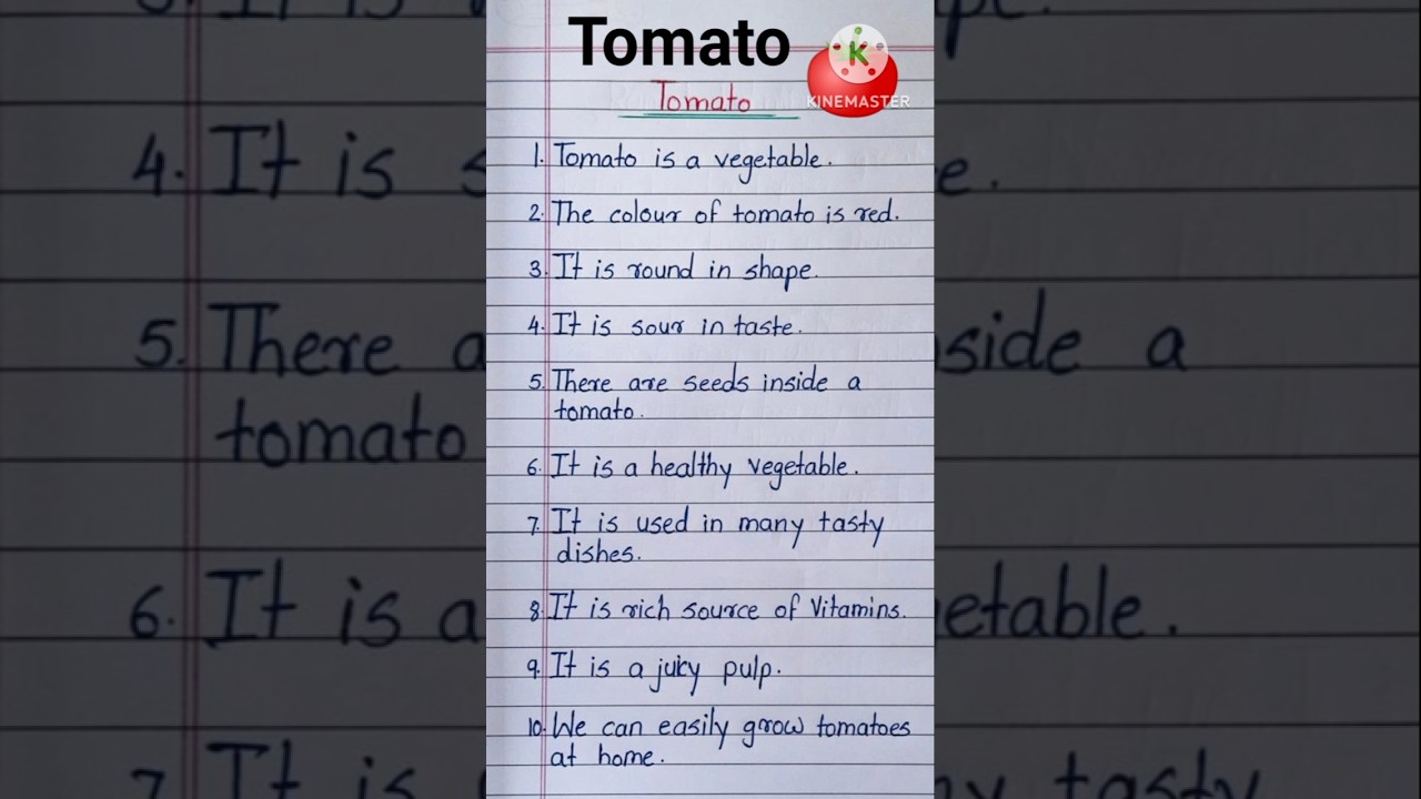 10 Lines on Tomato in English/ Essay on Tomato/ Easy writing on Tomato 🍅 #shorts #ytshorts #tomato