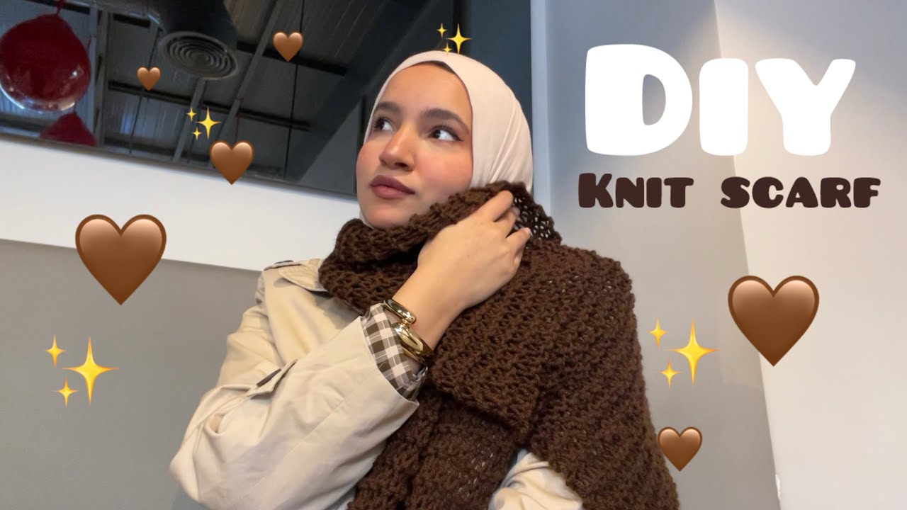 DIY knit scarf |عملت شال بالتريكوه 🤎✨| طريقة عمل الشال للمبتدئين