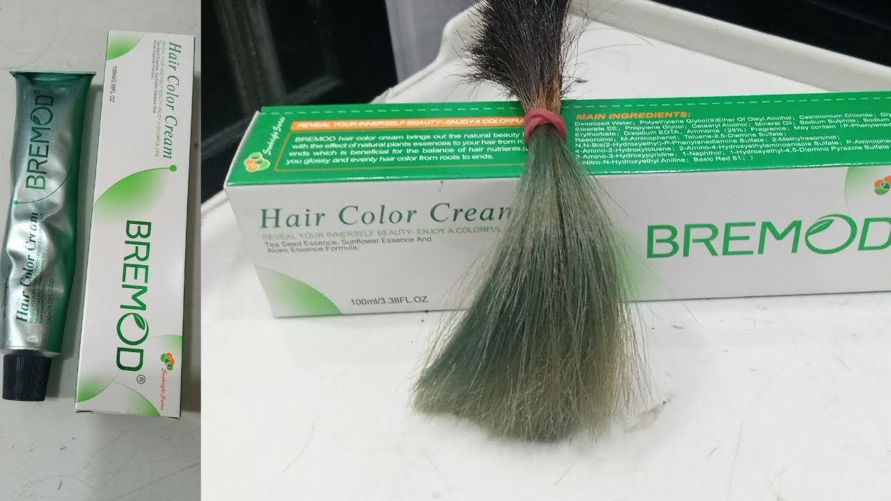 Ash Green highlight with Bremod  hair color 9.1