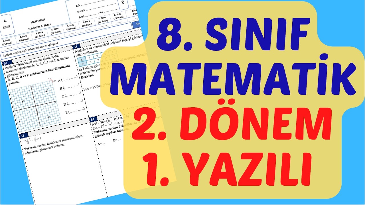 8.SINIF MATEMATİK 2. DÖNEM 1. YAZILI SORULARI |%99 Çıkabilir🧑‍🏫#2026❗MEB Ortak