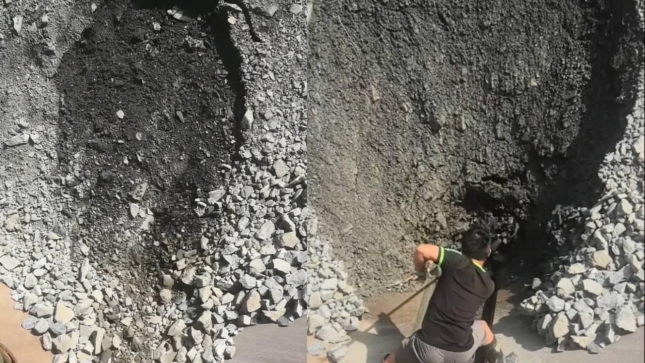 Unloading 300 tons of phosphate ore was so stress-relieving!