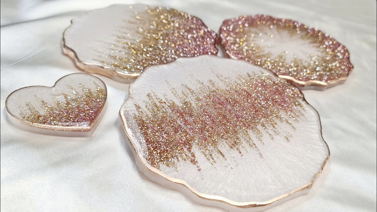 #1224 Absolutely Gorgeous Bling Glitter Resin Coasters