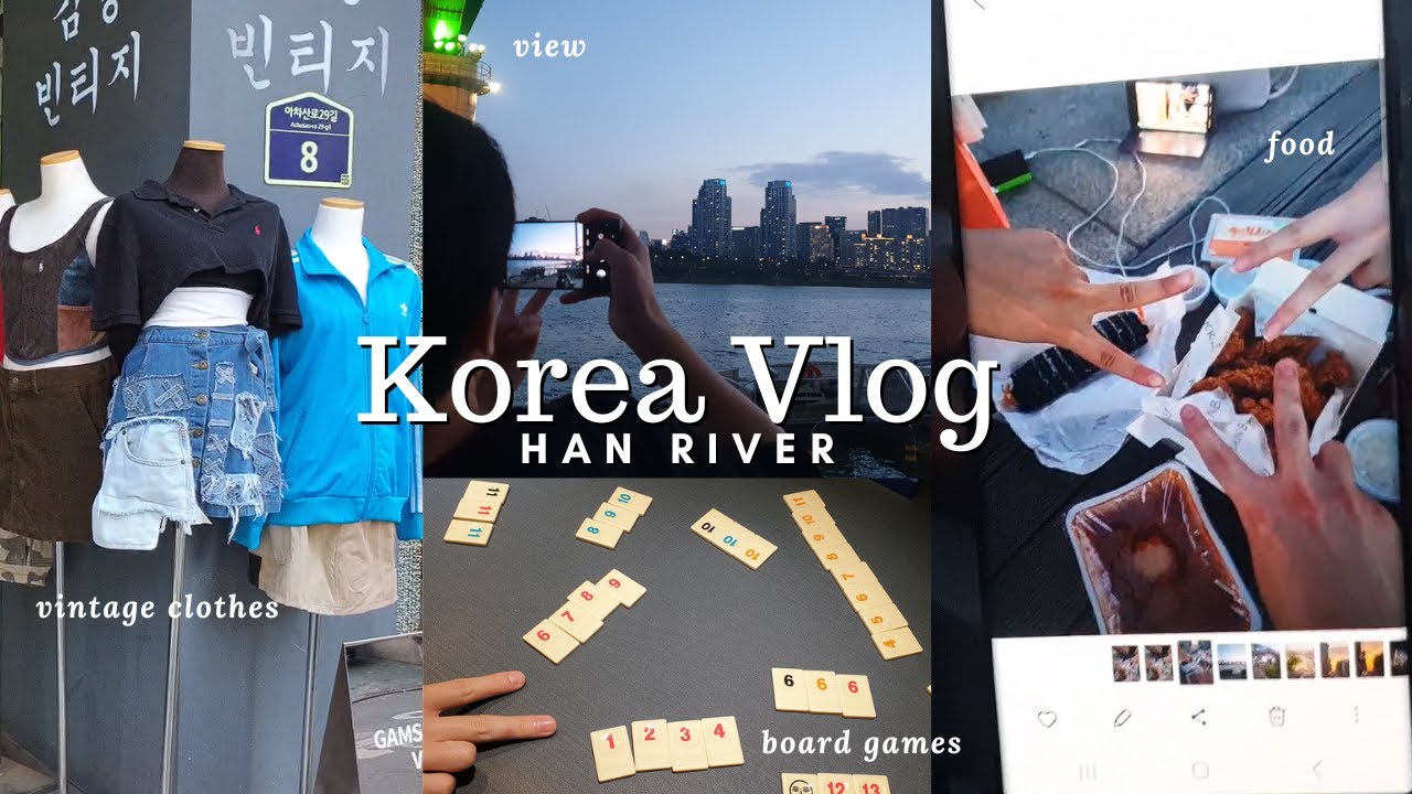 Korea Vlog | Han river, board games, vintage clothes, korean chicken, bagel, summer! | @hjihye_gbm