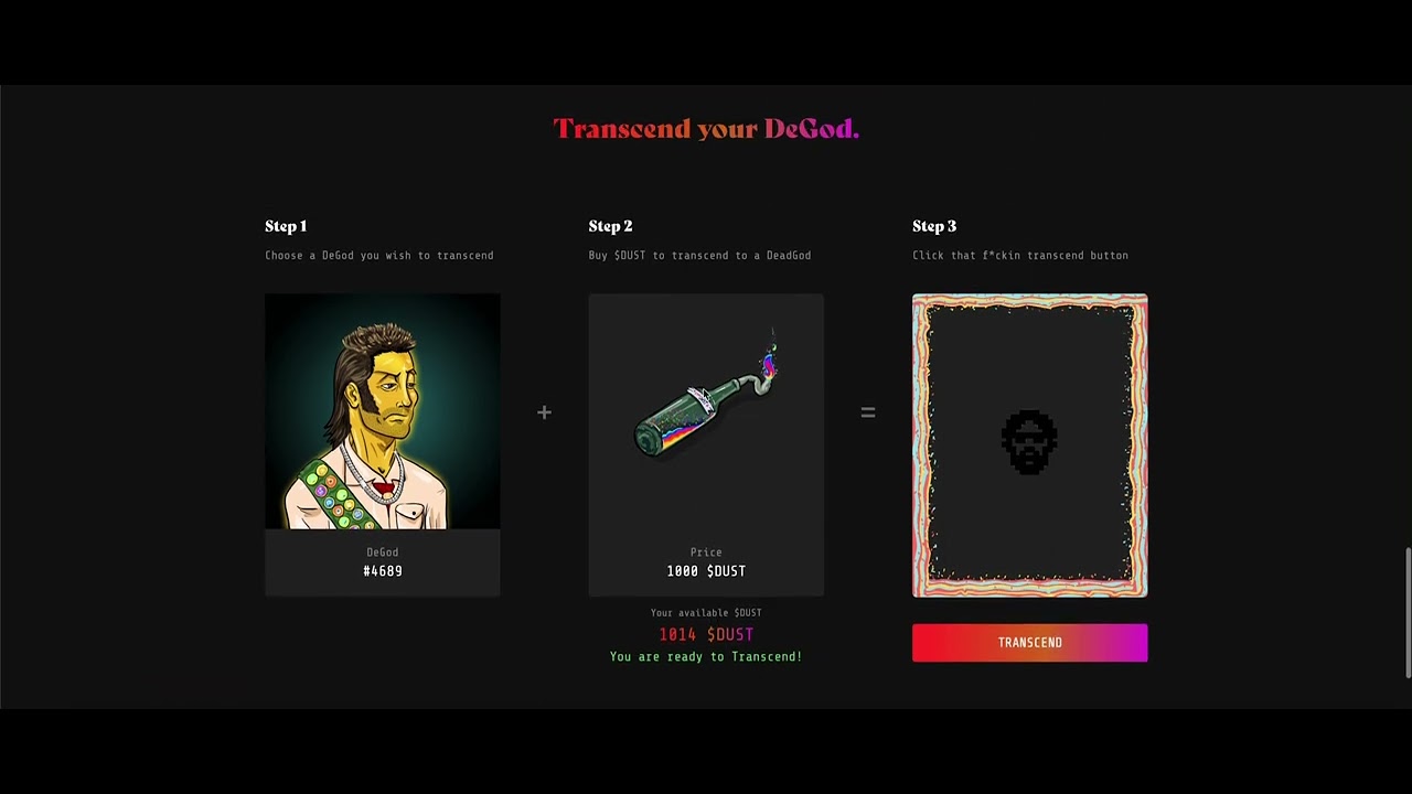 How to transcend your Degod into a Deadgod with 1000 $DUST! #solana #nft