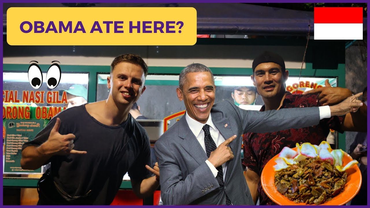 🇮🇩  First Time EATING Nasi Goreng in Jakarta [Gondrong OBAMA]  #obama #nasigoreng @LaurenceBenson