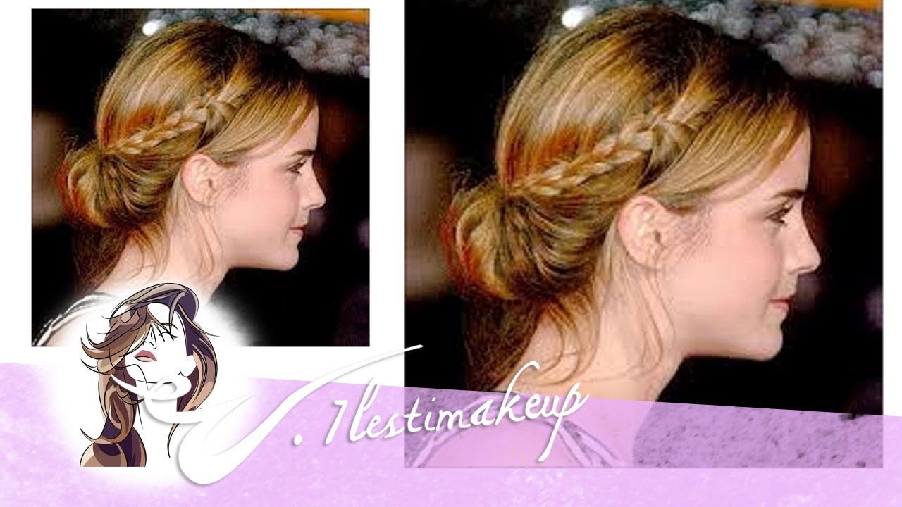 Trenzas con moño bajo de Emma Watson - pedido Melissa Duran