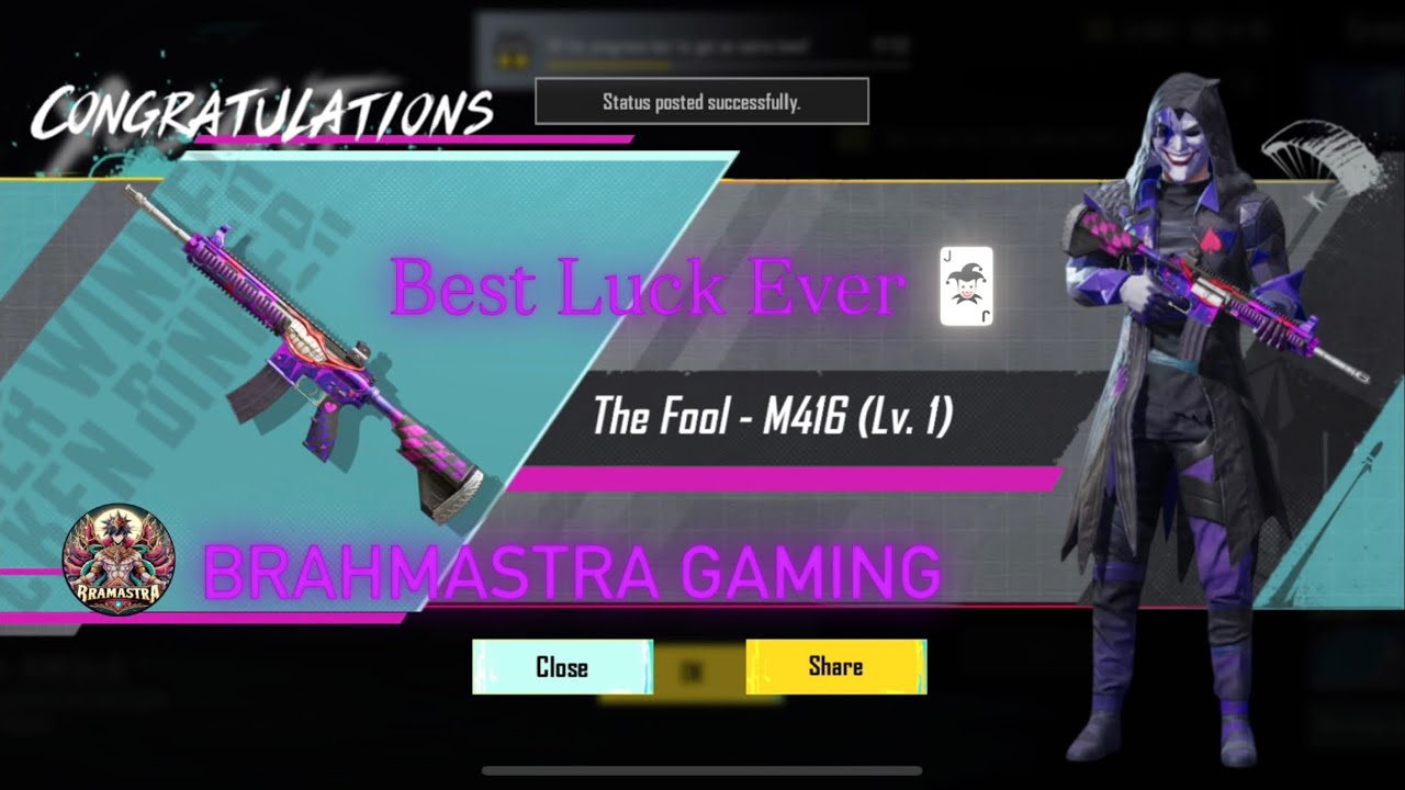 M416 Fool Joker Luckiest Crate opening ever 😍 The fool set THE FOOL M416 | OP LUCK BGMI #bgmi #pubg