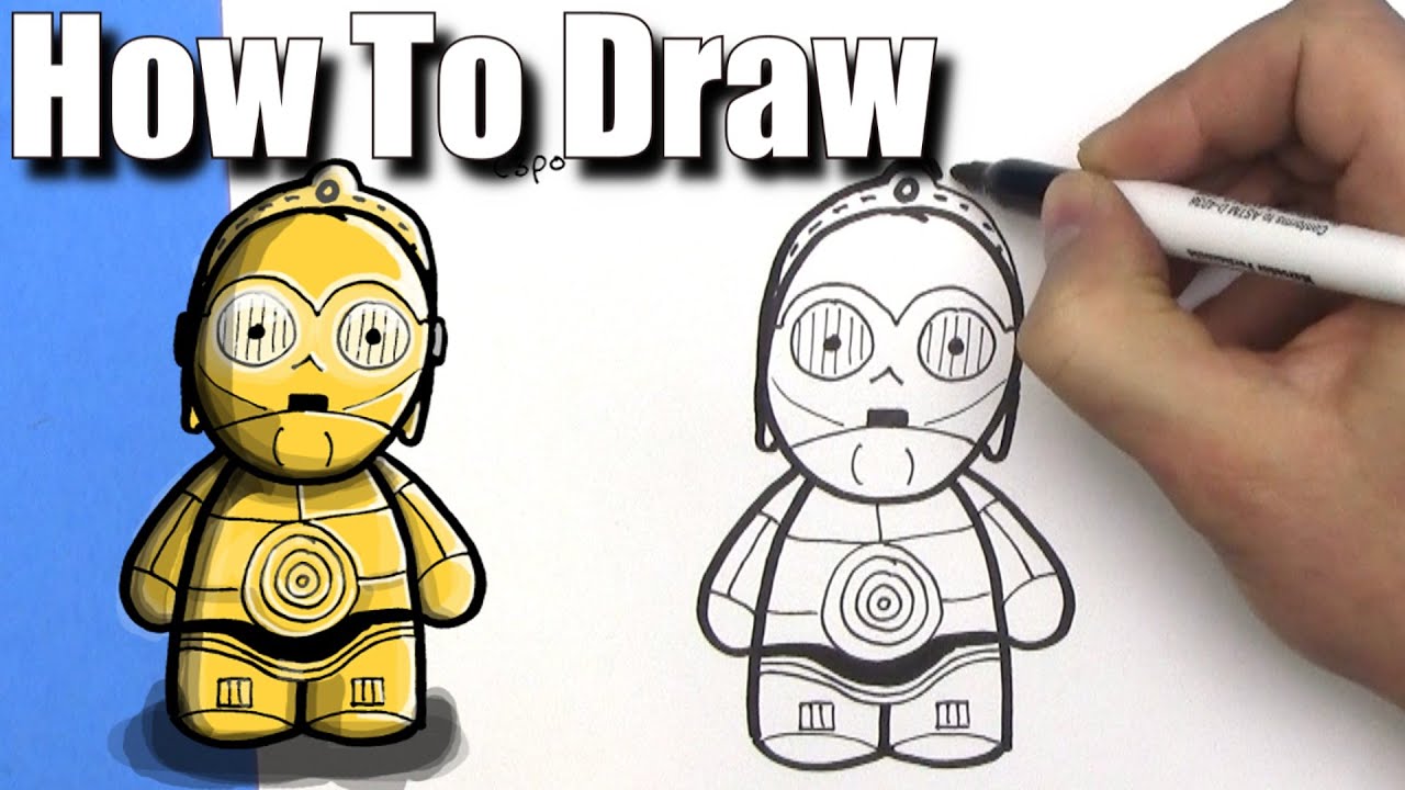 How to Draw Cartoon C3P0 from Star Wars -