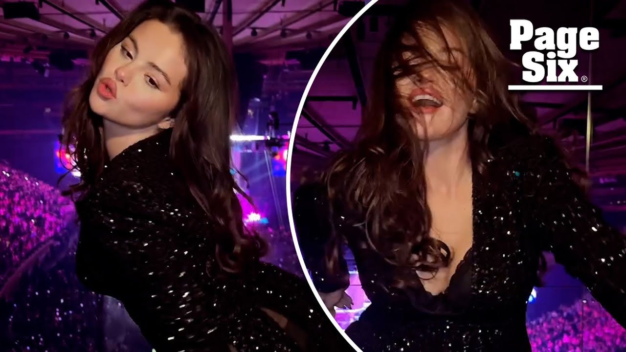 Selena Gomez shows off her dance moves in sparkly, semi-sheer dress at Sabrina Carpenter concert