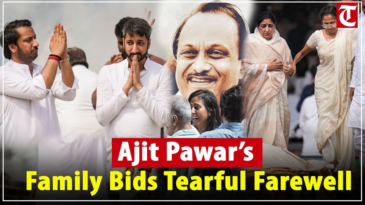 Tearful Farewell to Ajit Pawar: Wife Sunetra & Sons Parth, Jay Pay Last Respects