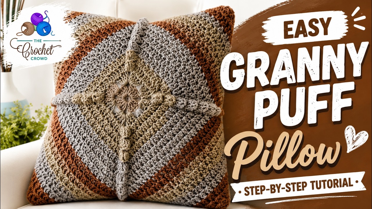 Crochet Granny Puff Pillow | EASY | The Crochet Crowd