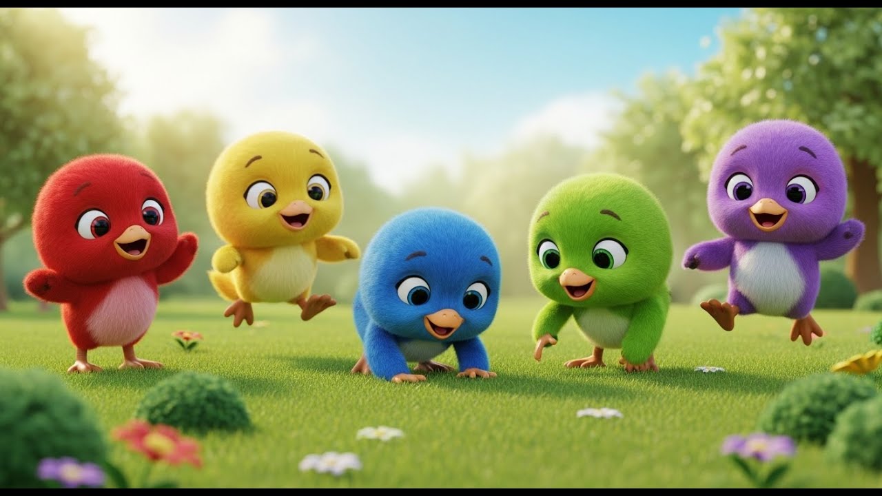 Cinco Kiwis Pequeninos Bicam | Rimas Infantis e Canções para Bebês