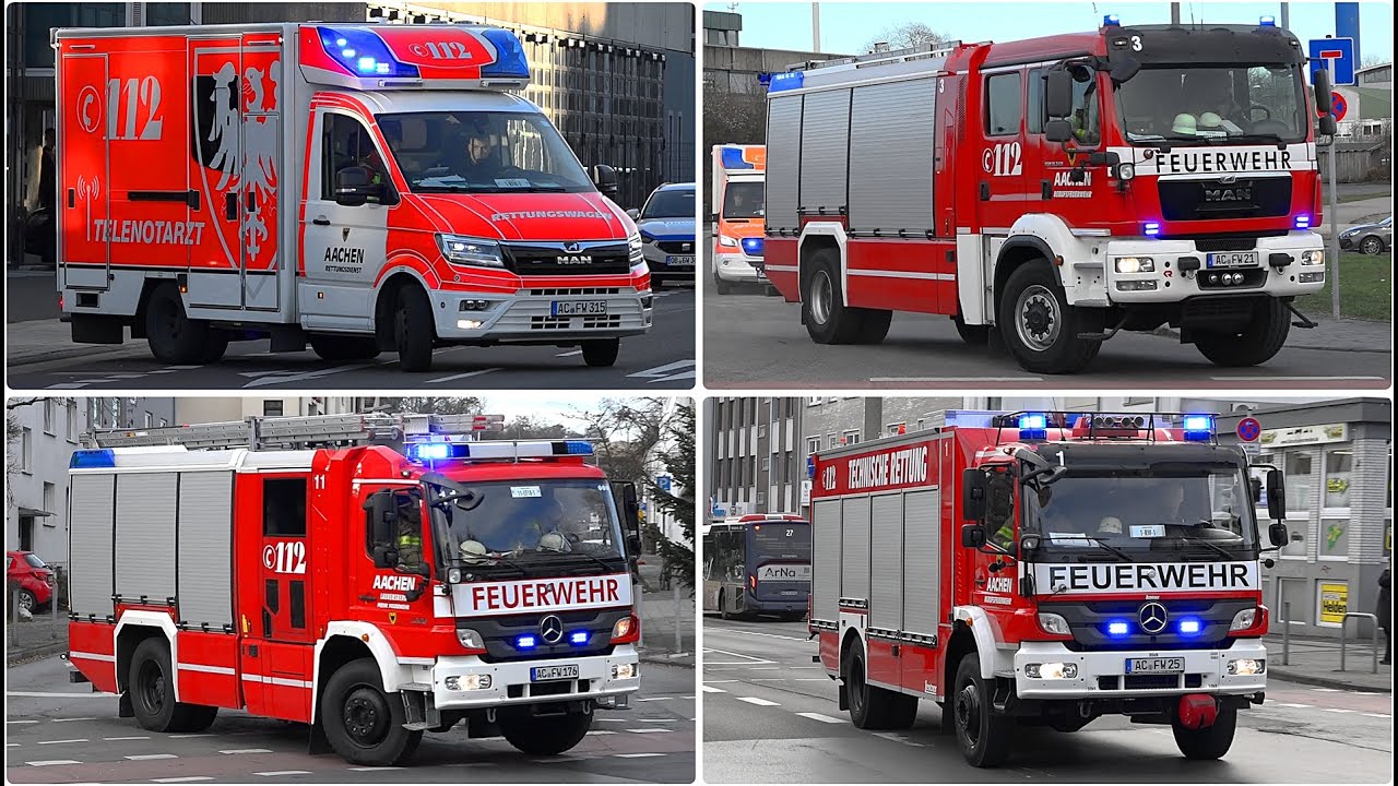 [Neue RTW Generation | Person eingeklemmt 🚒🚨] ● FEUERWEHR AACHEN ● Einsatzfahrten von FW & RD 🚒🤩🚑