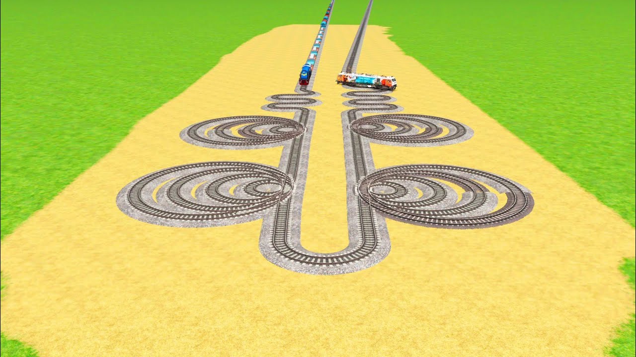 SNAKE🐍TRACK TRAIN CROSSING 360° DEGREE BIG  AROUND CIRCLE TRACKS ZIG ZAG|train railroad/ train video