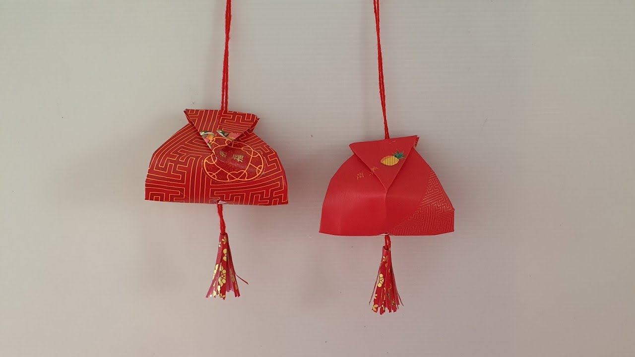 How to fold FORTUNE BAG with hongbao for CNY decoration [Fun & Easy Origami] 简单折纸剪纸手工 【新年到怎样用红包袋做福袋】
