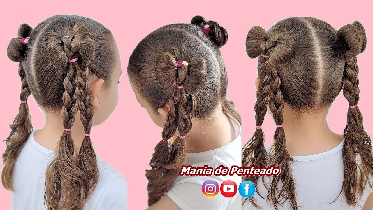 Penteado Infantil Fácil com Maria Chiquinha e Laço de Cabelo | Cute Hair Bows | Hairstyle for Girls🥰