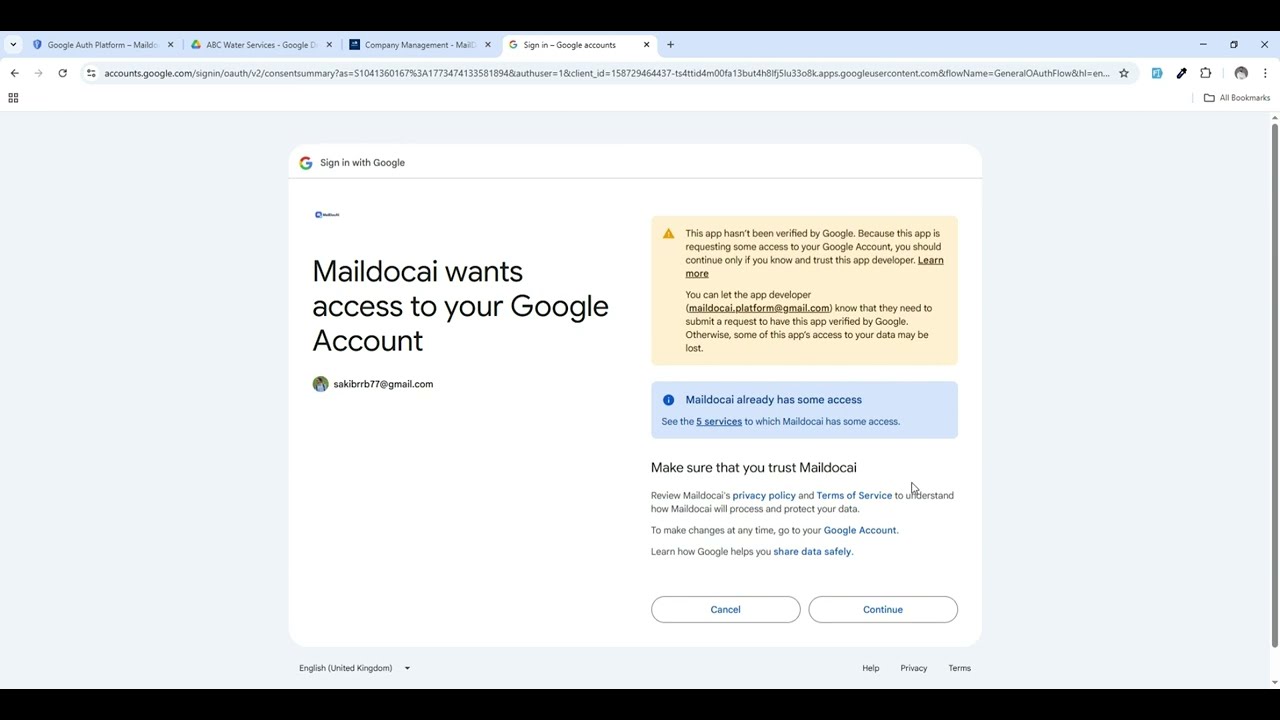 MailDocAI OAuth Demo — Connect Gmail & Google Drive