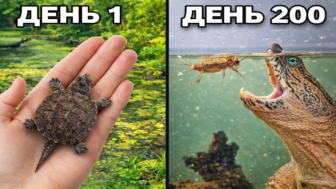 Выращивание каймановой черепахи в течение 200 дней