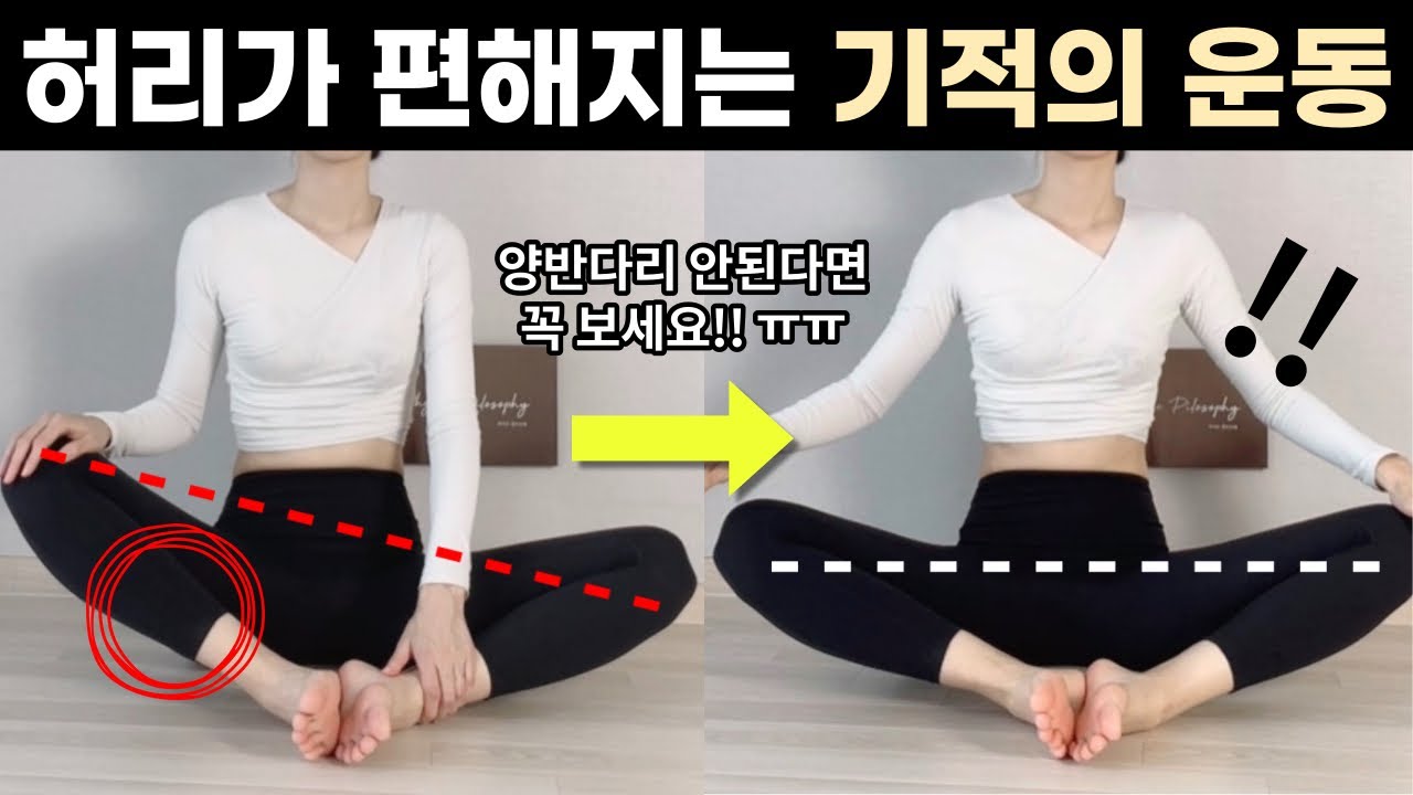 하루 10분만 하세요👌🏻 *허리,고관절* 통증잡는 기적의 운동법ㅣ고관절외회전운동ㅣ허리통증ㅣ무릎통증 | 양반다리