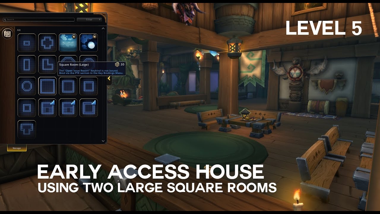 World of Warcraft Player Housing: LEVEL 5 Early access house using two large squares.