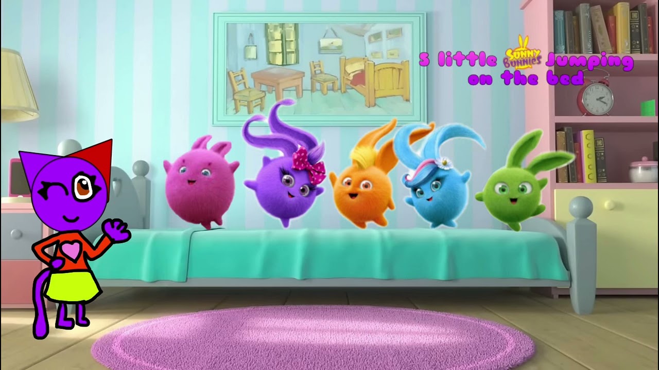 5 little sunny bunnies jumping on the bed: sing song with Aliya aka smarty ￼