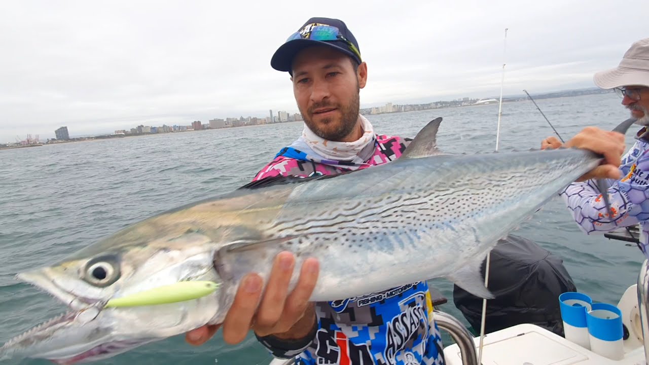 Chasing down my first Natal Snoek l Queen Mackerel. Fishing Durban Backline, South Africa.
