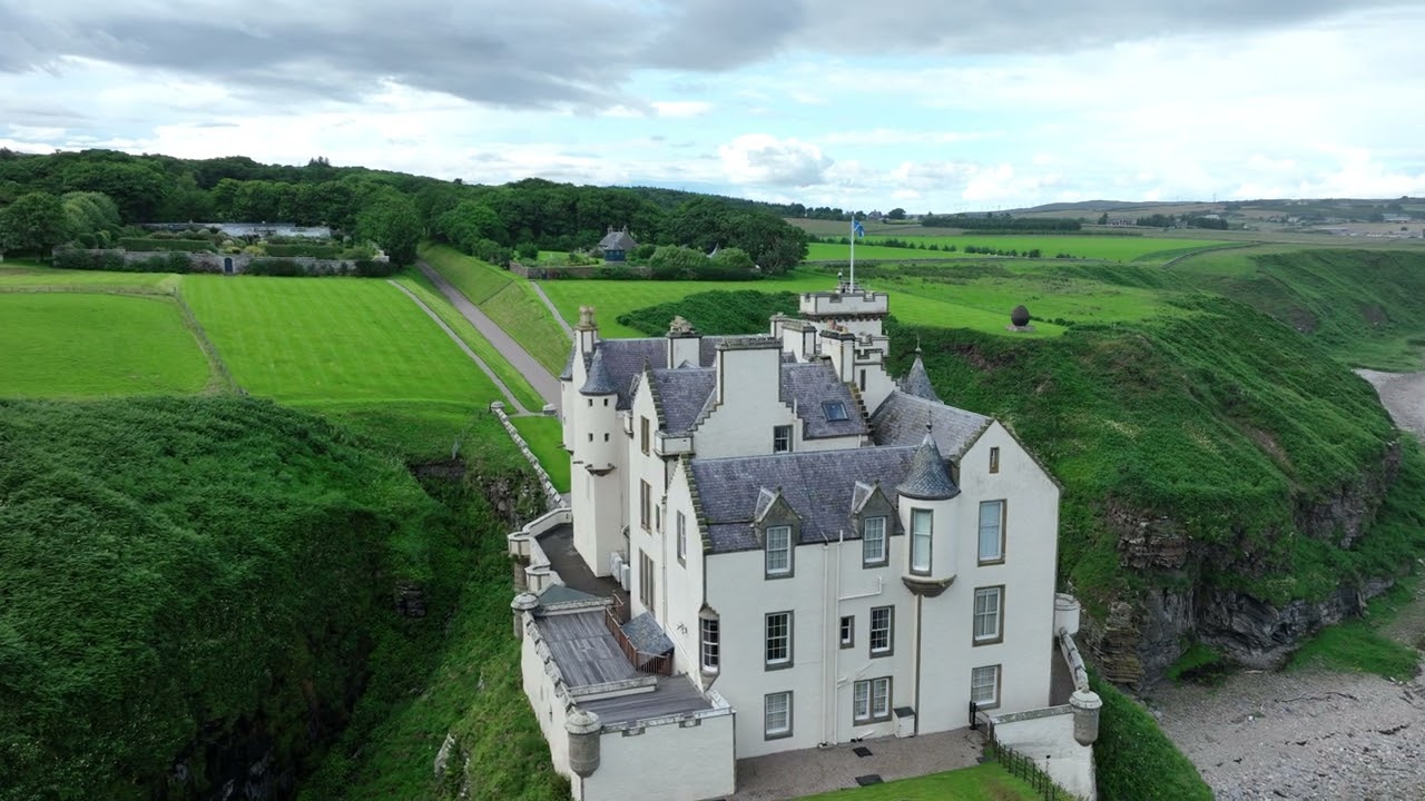 Dunbeath Castle Sutherland Drone Aerial video clip 486