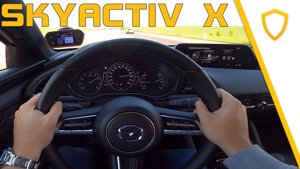 Mazda 3 e-Skyactiv X 2.0 - POV Top Speed Drive incl. 0-100 km/h 100--200 km/h
