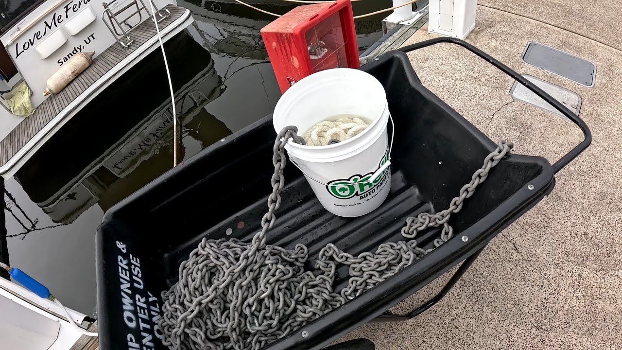Week 29 America's Great Loop NEW anchor chain!  We change the windlass gypsy, buff boat fix snubber