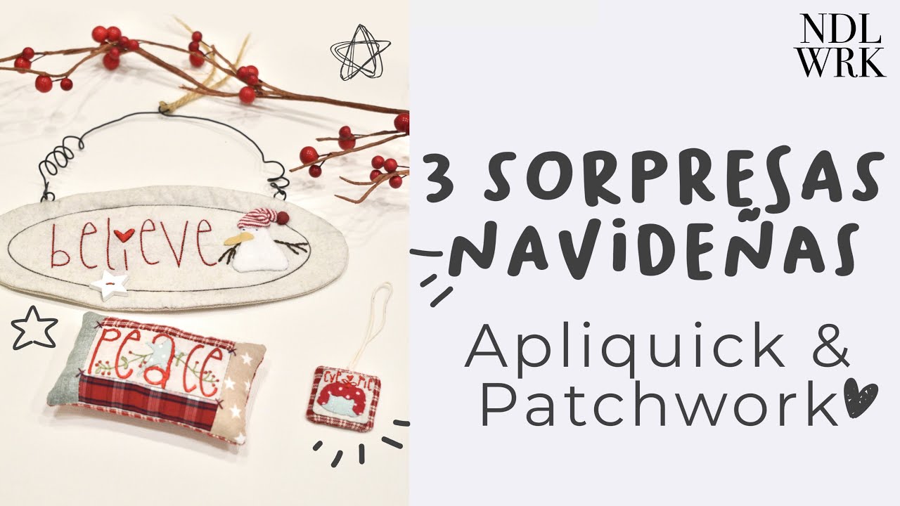 Tres Sorpresas Navideñas: Alfiletero, Colgador & Cartel *Patchwork & Apliquick* (PATRÓN GRATIS)