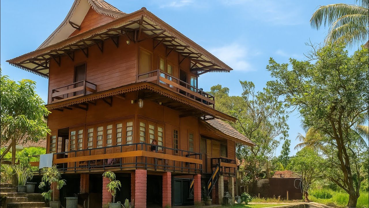 Hidup Di Desa‼️Tinggal Di Rumah villa kayu Unik Di Dekat Sungai Deras