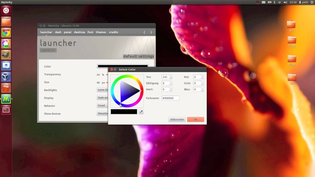 Ubuntu 12.04: Farben & Gr&ouml;sse der Symbolleiste &auml;ndern / customize launcher (MyUnity)