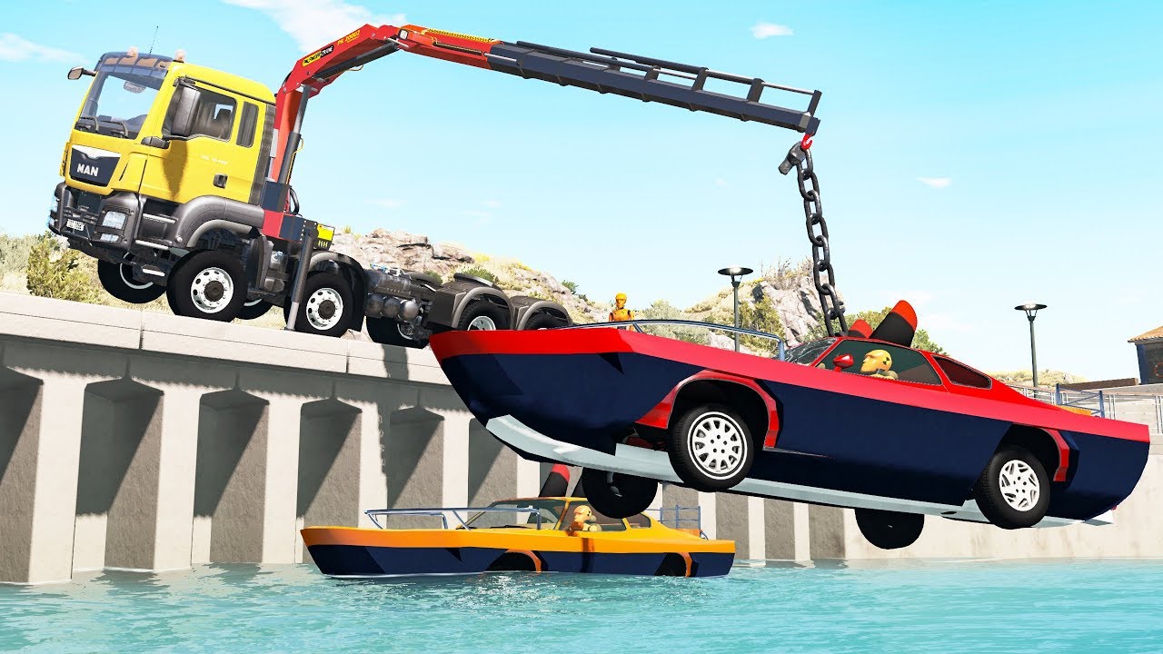 Truck Cranes Accidents #4 - Beamng drive