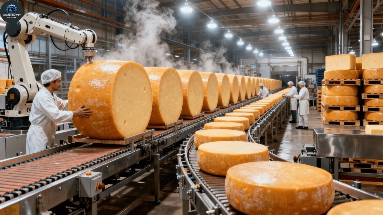 Inside a Modern Cheese Factory: From Fresh Milk to Aged Blocks (Full Process)