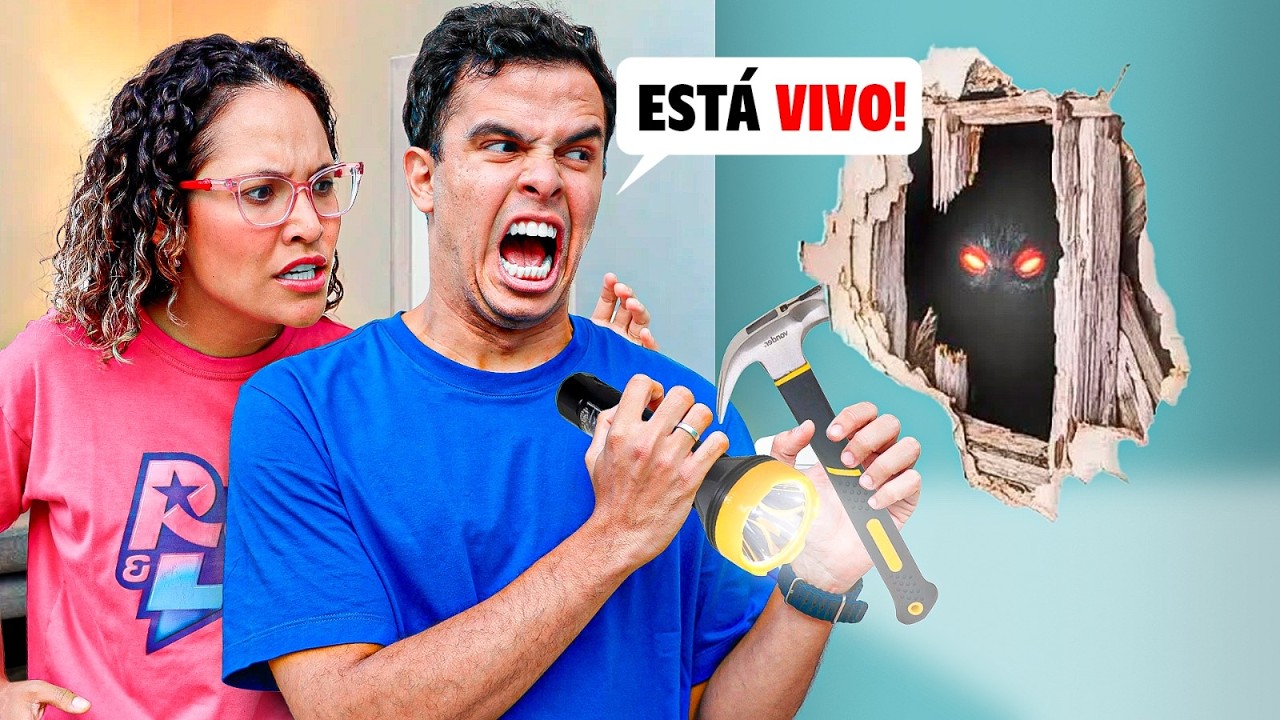 TEM ALGO VIVENDO NA NOSSA PAREDE! - MUITO MEDO! 😰