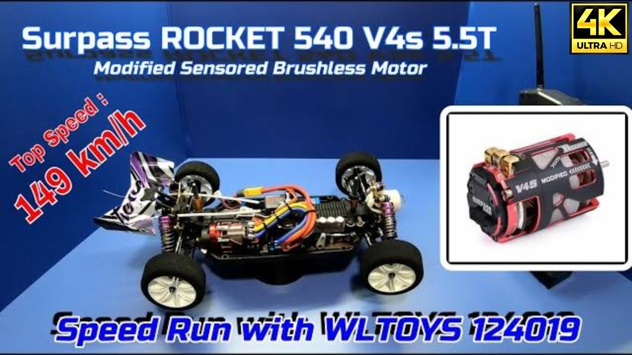 🎦 V#84 Surpasshobby Rocket V4s 5.5T ... Wltoys 124019 Speed Run on 2s & 3s Lipo