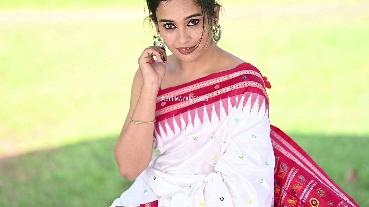 White Dolabedi Mulberry Silk Saree