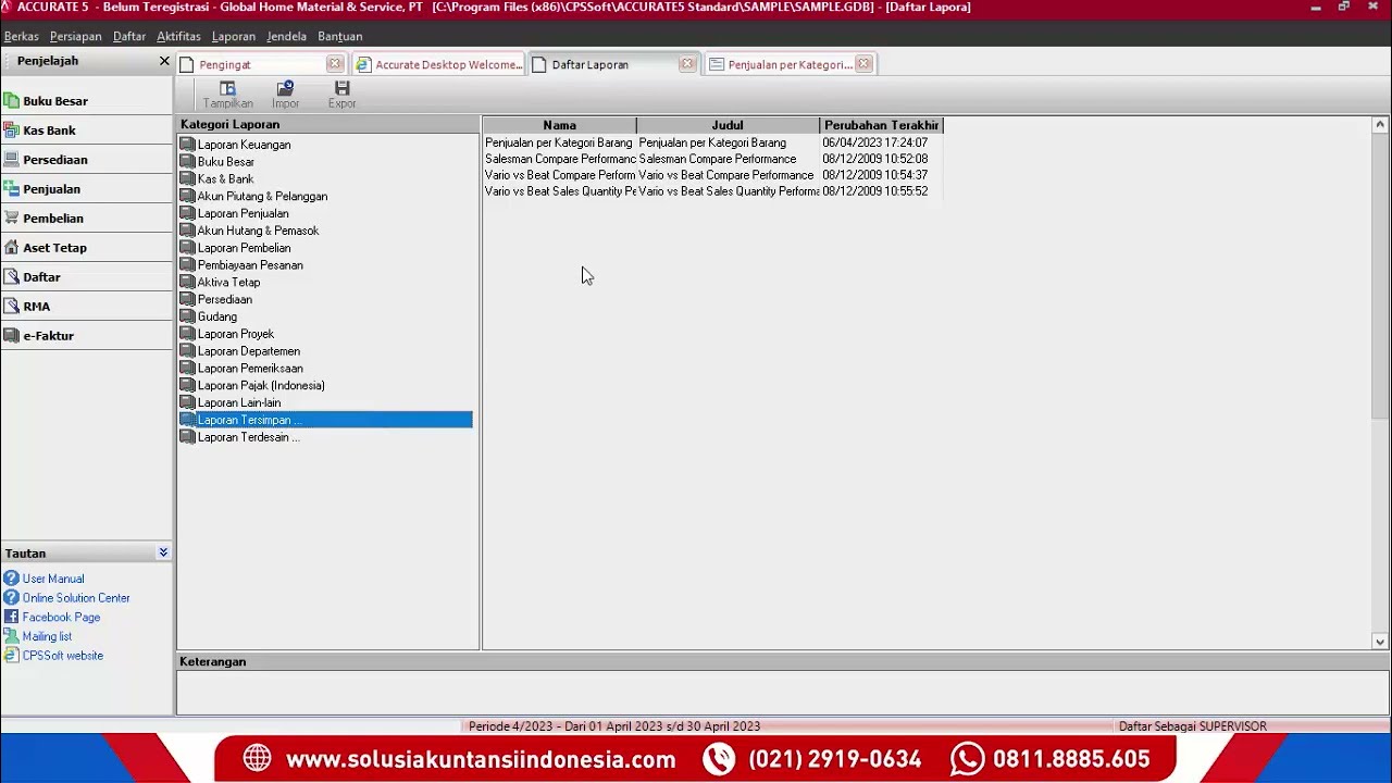 LAPORAN PENJUALAN PER KATEGORI BARANG PADA ACCURATE 5