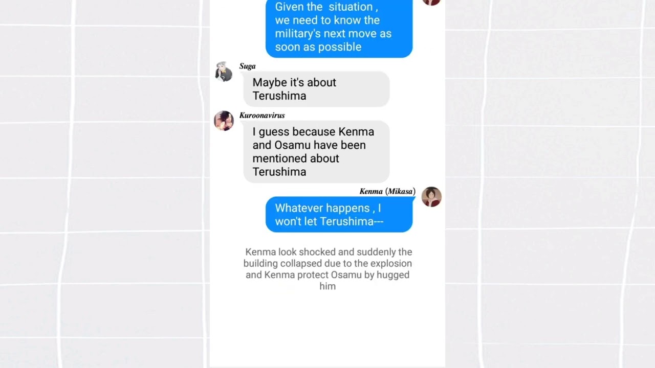 Haikyuu text// Kenma save Osamu from explosion// Haikyuu x Aot