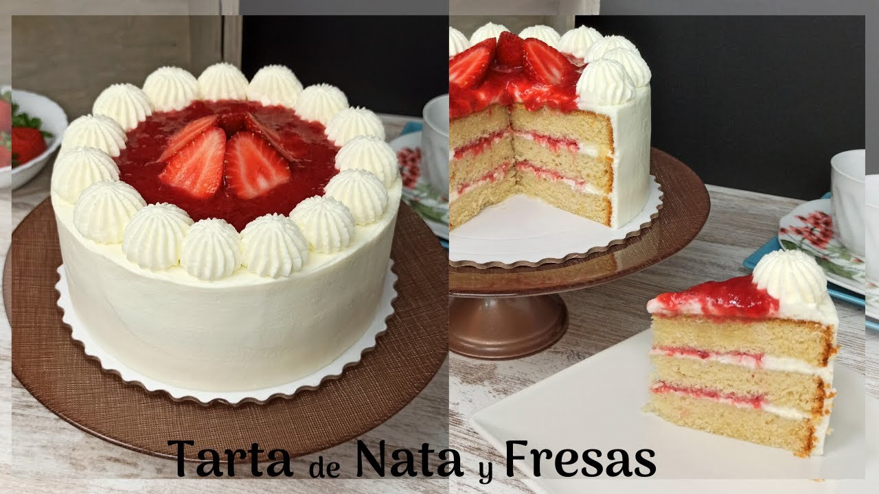 Tarta de Fresas con Nata 🍰🍓|  Pastel de Crema con Fresas | Strawberry Cake | Cocinando Tentaciones