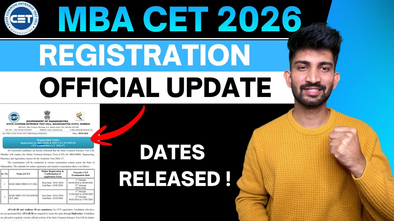 Mba cet registration dates released 2026 | Mba Cet Registration Dates updates 2026
