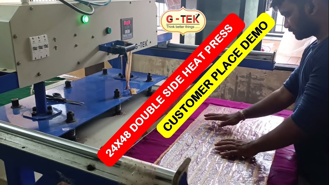 24X48 Double Side Automatic Heat Press Machine , Hotfix Machine , Saree Pe Stone chipkane ki machine