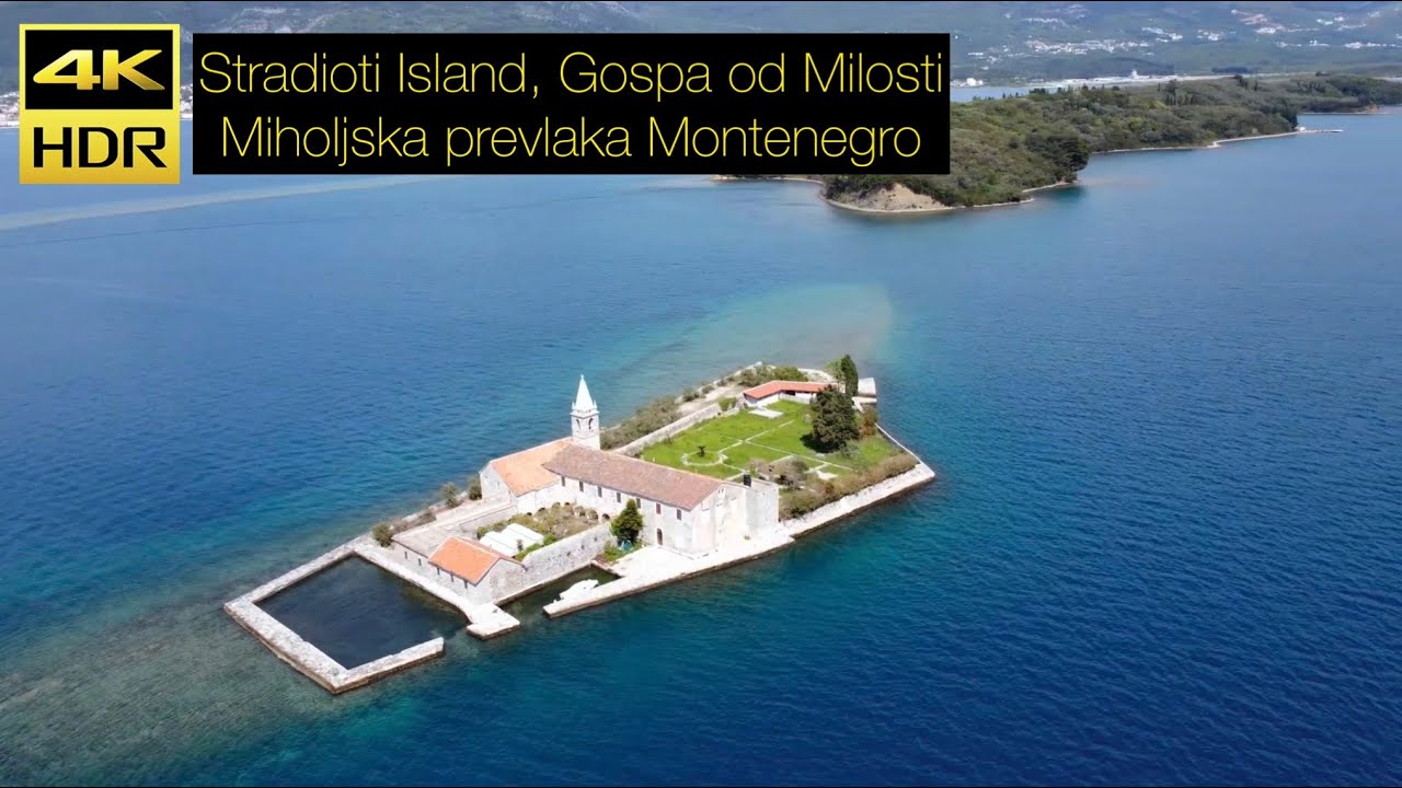Stradioti Island, Gospa od Milosti, Miholjska prevlaka [Aerial View] Montenegro Crna Gora April 2023