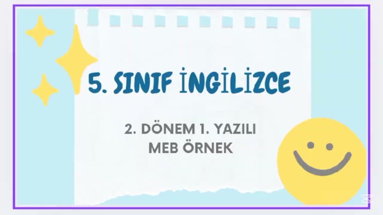 5. SINIF İNGİLİZCE 2. DÖNEM 1. YAZILI MEB ÖRNEK Soruları