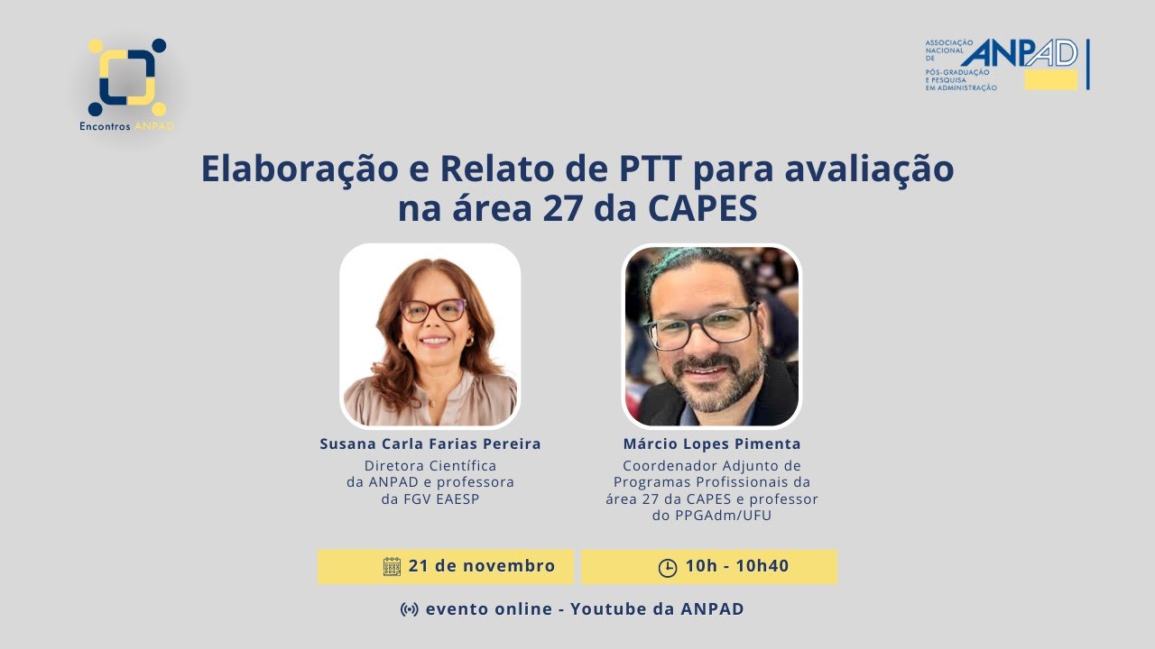 Elaboração e Relato de PTT para avaliação na área 27 da CAPES