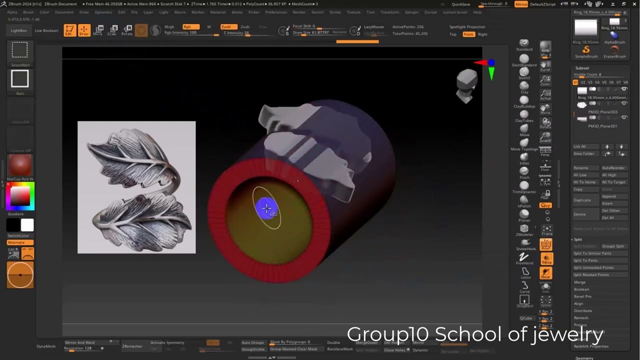 Leaf ring scult with Zbrush /Part 1