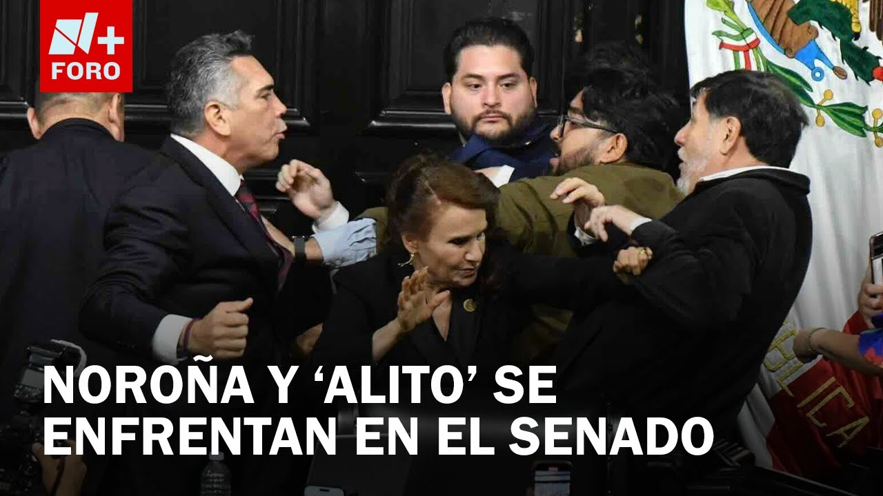 Fernández Noroña y ‘Alito’ Moreno se enfrentan a golpes en el Senado de la República - A las 3